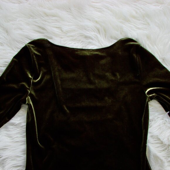 Vintage Green Velvet Top Ruched Whimsigoth Fairy Rich Party Petite Medium - Picture 9 of 11